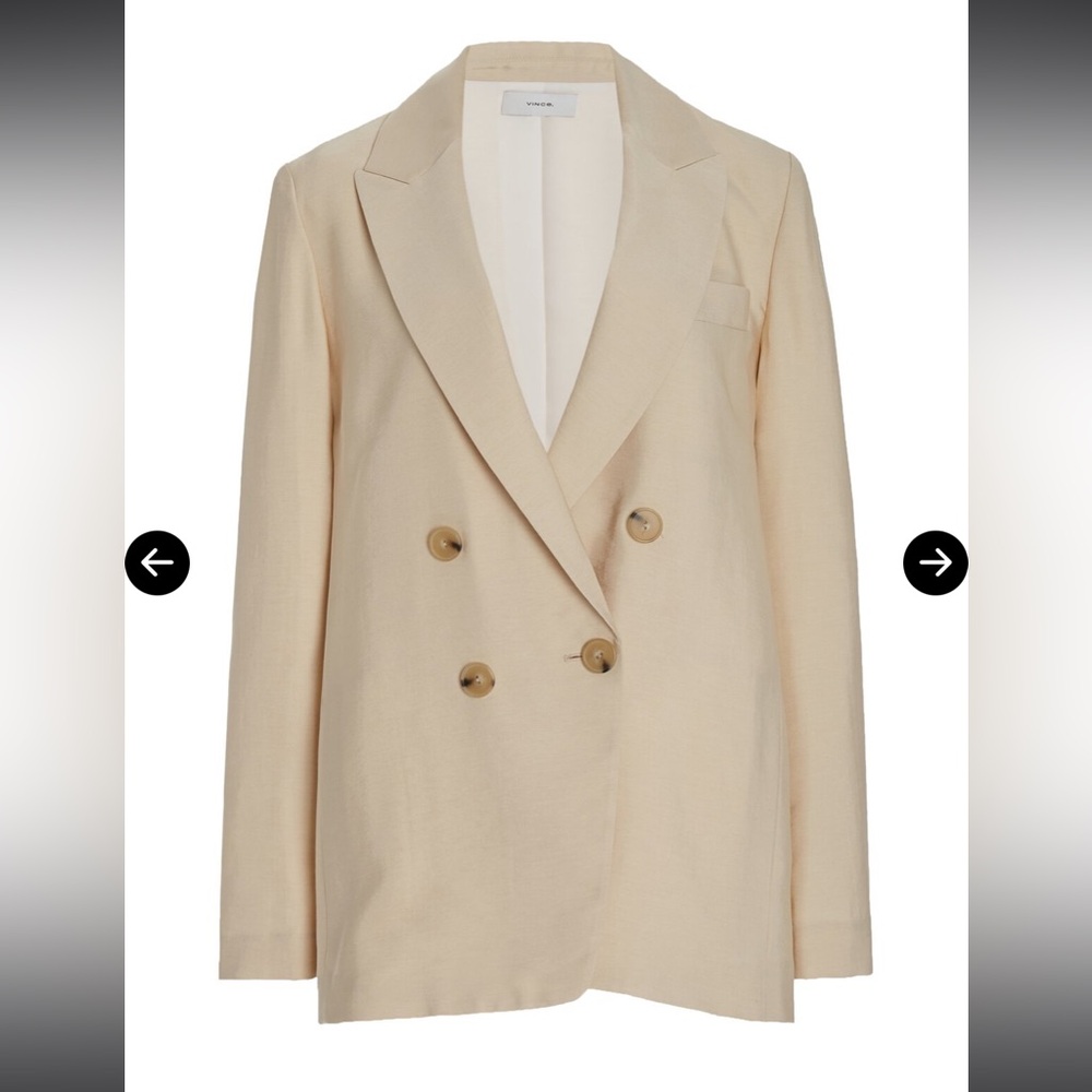 VINCE Drapey Double Breasted Blazer in Cream Size 8 New With Tags - Picture 15 of 16